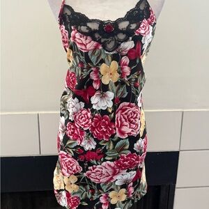 Floral Lace Trim silk gown